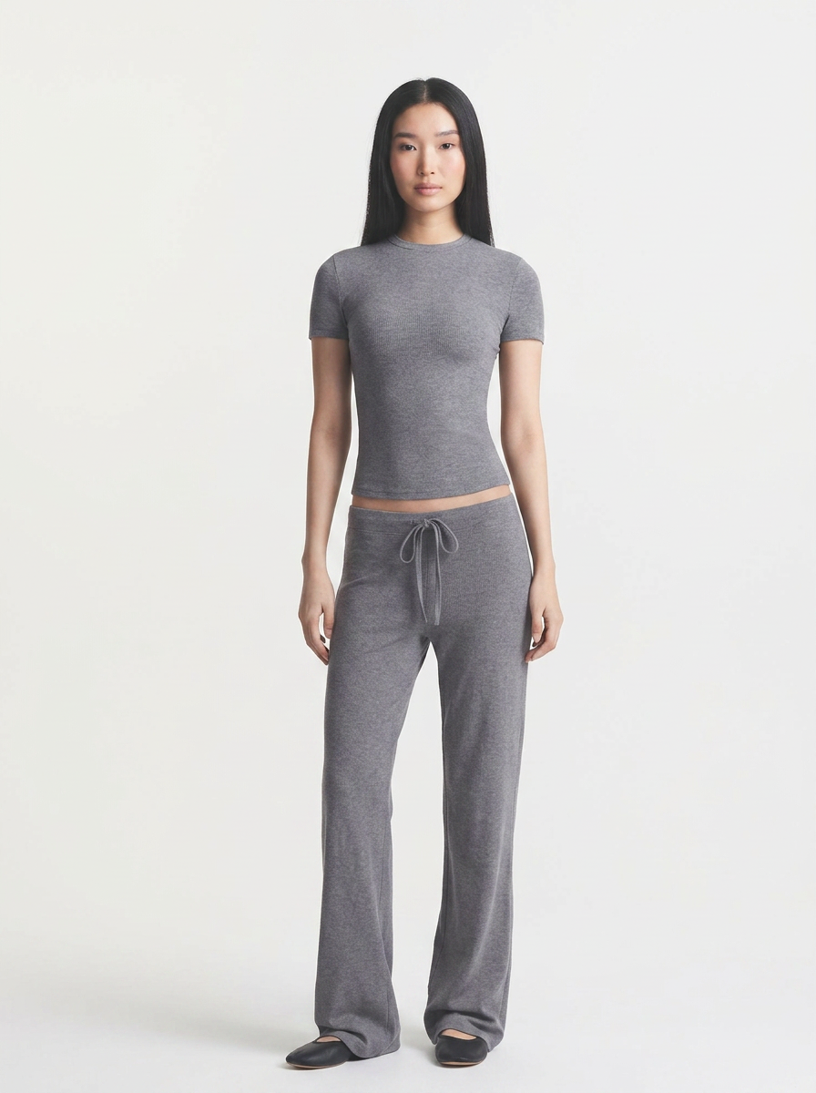 Cotton Jersey Straight Leg Pant